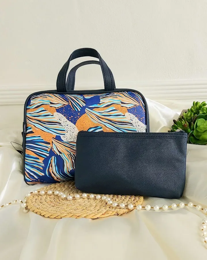 Cosmetiquera o estuche de viaje tonos azules 2 unidades
