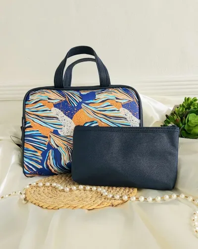 Cosmetiquera o estuche de viaje tonos azules 2 unidades