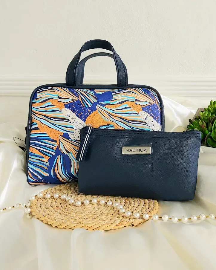 Cosmetiquera o estuche de viaje tonos azules 2 unidades