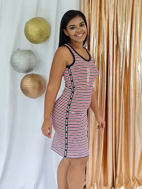 Vestido U.S polo para dama rayas color blanco rojo y azul