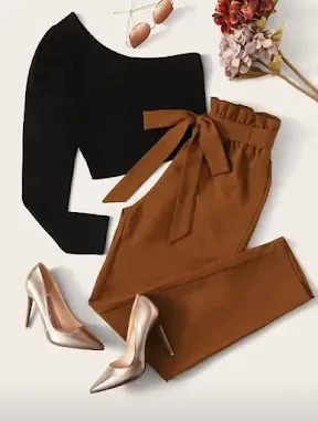 Conjunto para dama color negro y terracota
