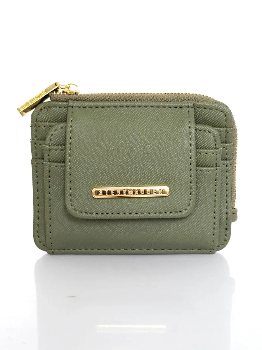 Tarjetero Steve Madden para dama color verde musgo