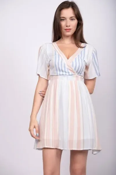 Vestido para dama diseño a rayas multicolor