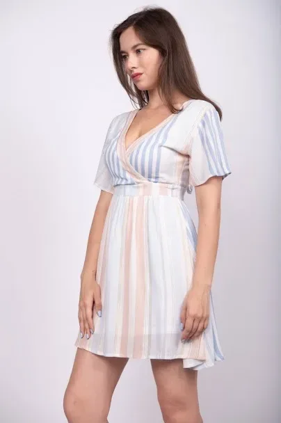 Vestido para dama diseño a rayas multicolor