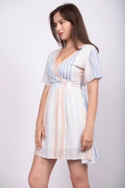 Vestido para dama diseño a rayas multicolor