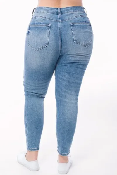 Jeans para dama color azul claro high rise