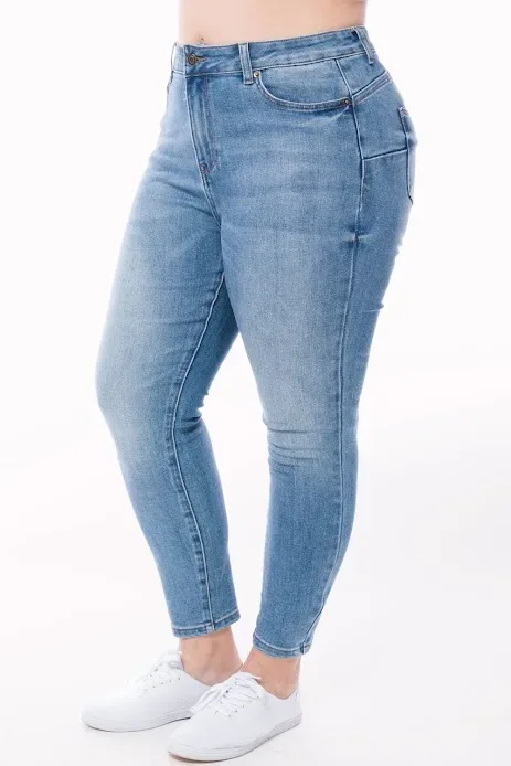 Jeans para dama color azul claro high rise