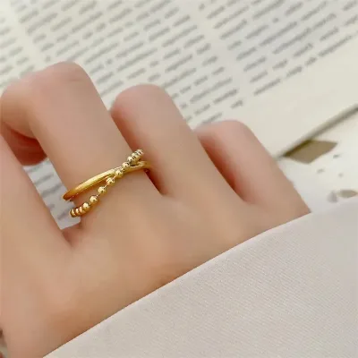 Anillo de Acero de Titanio con baño de Oro 18K