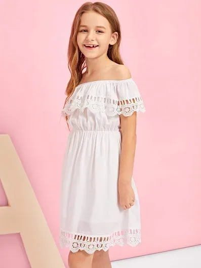 Vestido de niña color blanco diseño campesino