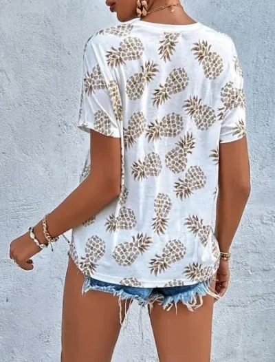 Blusa para dama con estampado de piña