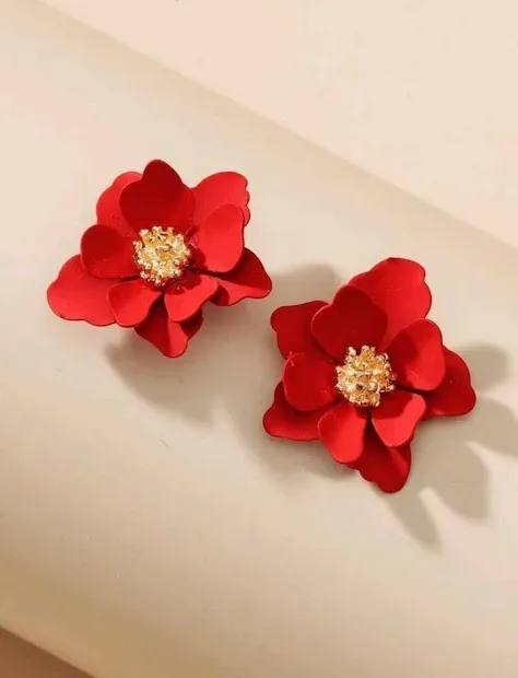 Aretes para dama color rojo