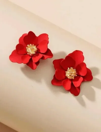 Aretes para dama color rojo