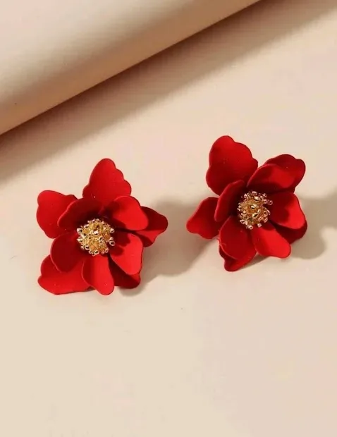 Aretes para dama color rojo