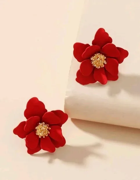 Aretes para dama color rojo