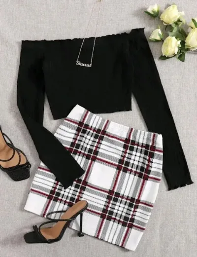 Conjunto para dama con diseño de cuadros