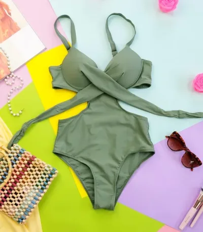 Vestido de baño para dama color verde musgo