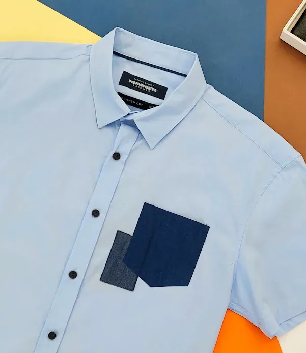 Camisa Hummer para caballero color celeste H2010-03-73