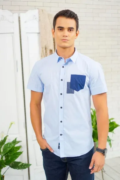 Camisa Hummer para caballero color celeste H2010-03-73
