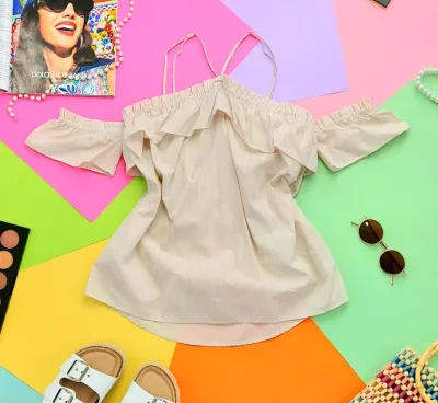 Blusa Naked Zebra para dama color beige con blanco