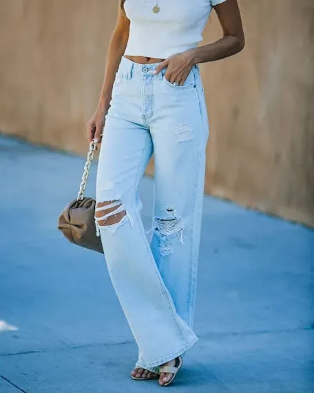 Mom Jeans para dama color celeste claro QXX6699