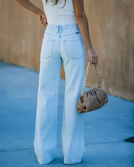Mom Jeans para dama color celeste claro QXX6699