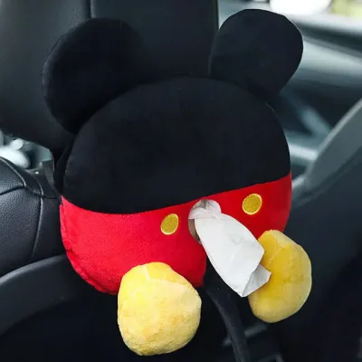 Caja de pañuelos para el carro color rojo y negro en forma de mikey mouse