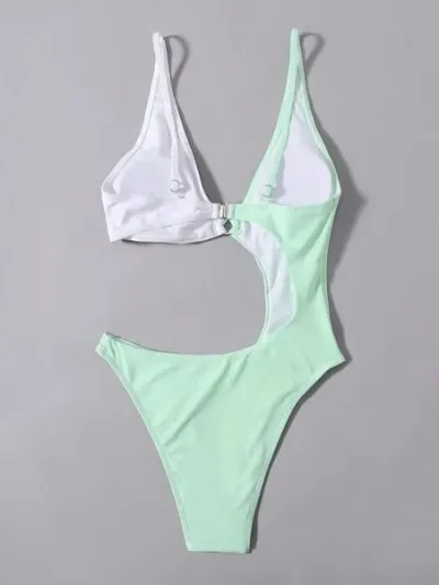 Vestido de baño para dama color ver menta y blanco