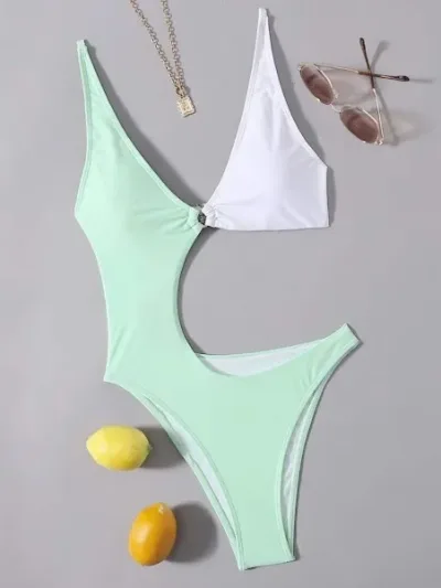 Vestido de baño para dama color ver menta y blanco