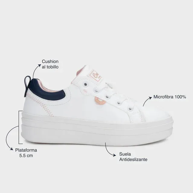 Tenis Coral Domma White Navy para dama