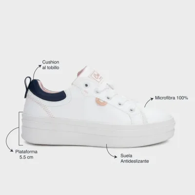 Tenis Coral Domma White Navy para dama