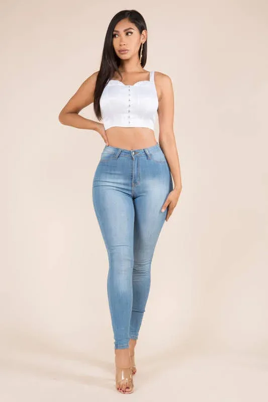 Crop Top para dama color blanco satén 2134