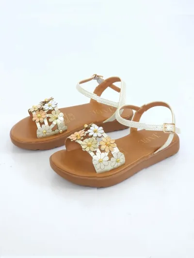 Sandalias para niña Floreadas Nacar C11