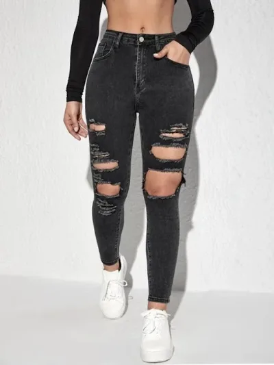 Jeans para dama color gris oscuro