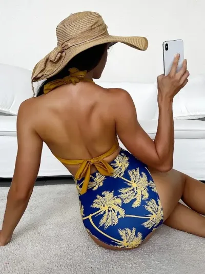 Vestido de baño para dama diseño tropical