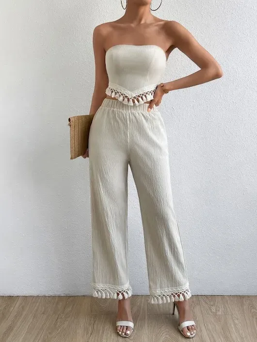Conjunto top sin tirantes para dama.