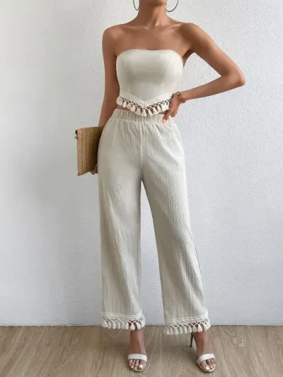Conjunto top sin tirantes para dama.