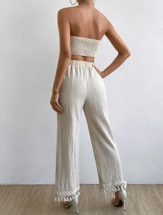 Conjunto top sin tirantes para dama.