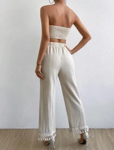 Conjunto top sin tirantes para dama.