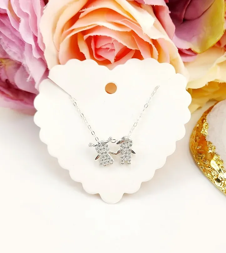 Collar para dama plata 925 diseño niño y niña