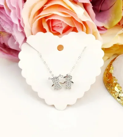 Collar para dama plata 925 diseño niño y niña
