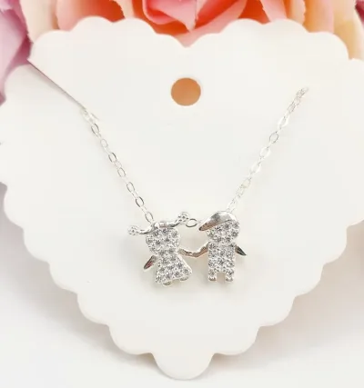 Collar para dama plata 925 diseño niño y niña