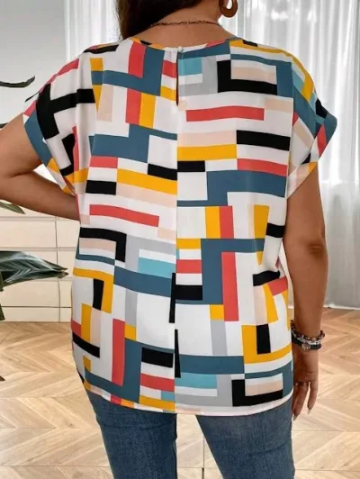 Blusa para dama multicolor con estampado abstracto