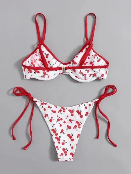 Vestido de baño para dama color blanco con diseño de cerezas