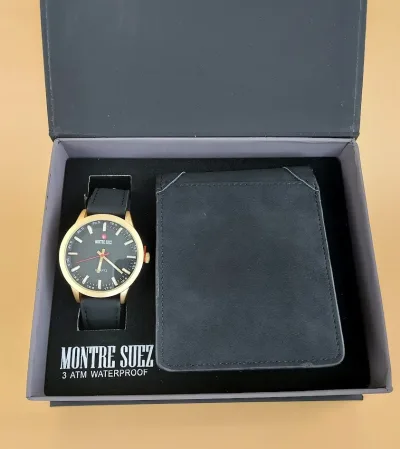 Set de reloj y billetera para caballero PL 5285 GLD -BLK