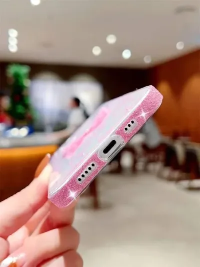 Funda para movil transparente color rosado con diseño de mariposa
