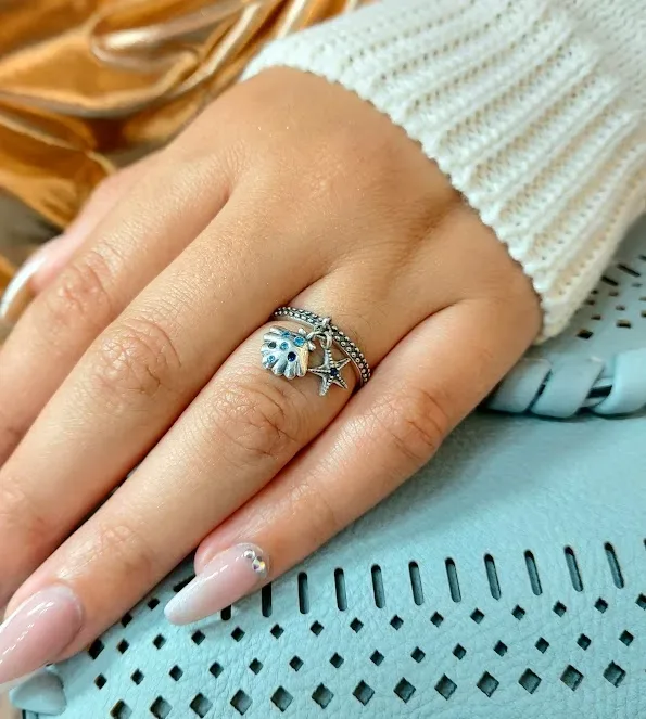Anillo para dama plata 925 color plata con diseño concha