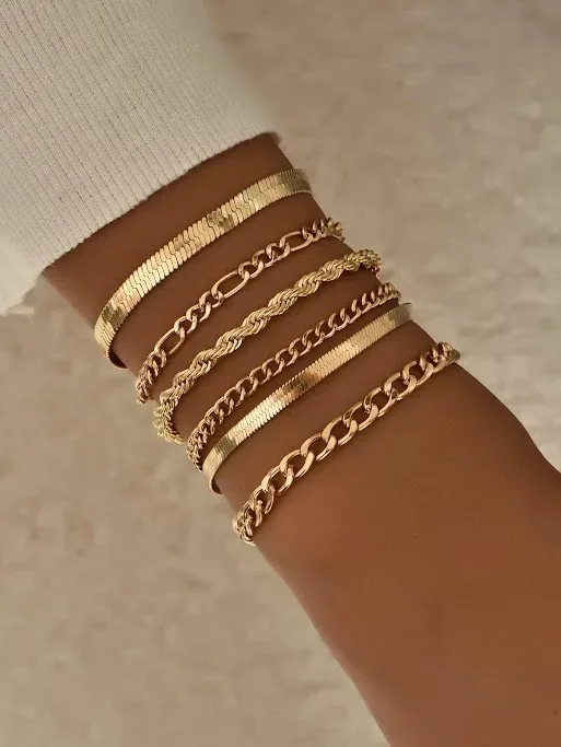 6 piezas pulsera para dama de cadena simple