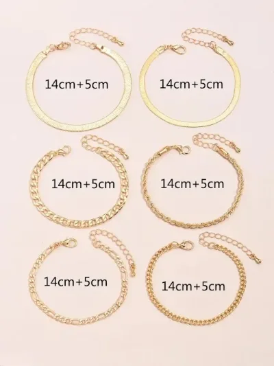 6 piezas pulsera para dama de cadena simple