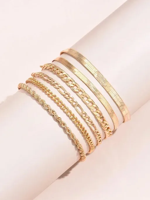 6 piezas pulsera para dama de cadena simple