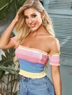 Blusa para dama de rayas multicolor